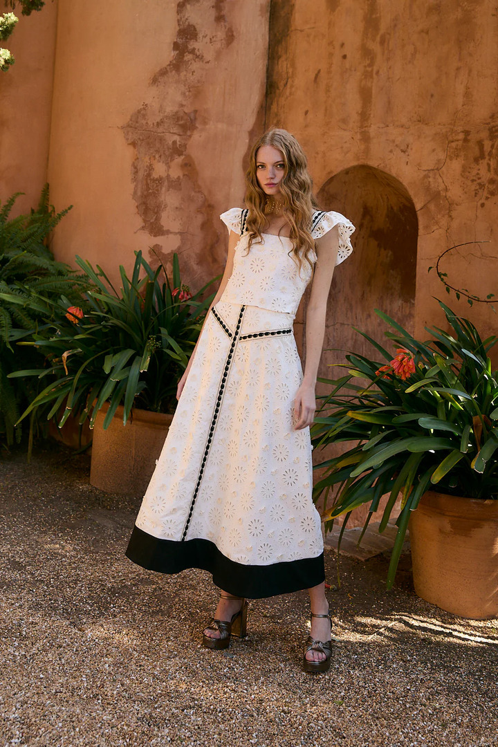 MOIRA DIE CUT ECRU SKIRT