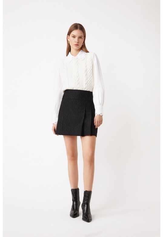 FIONA Wool striped short skirt