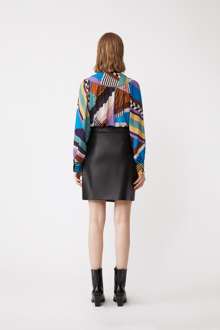 Freya Short skirt in asymmetrical faux leather