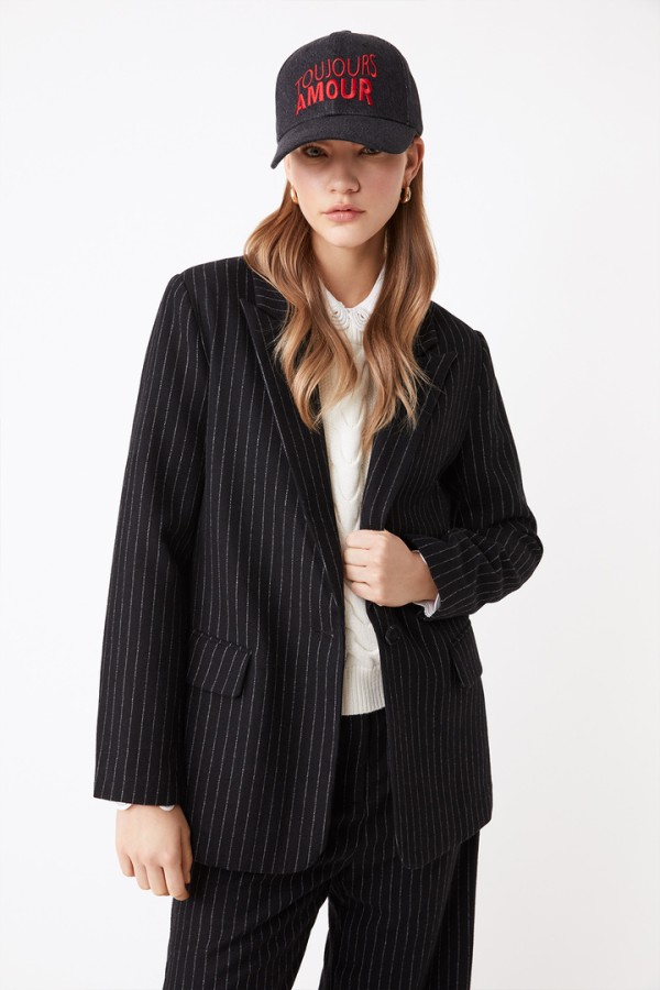 DARCY Wool blazer striped jacket black