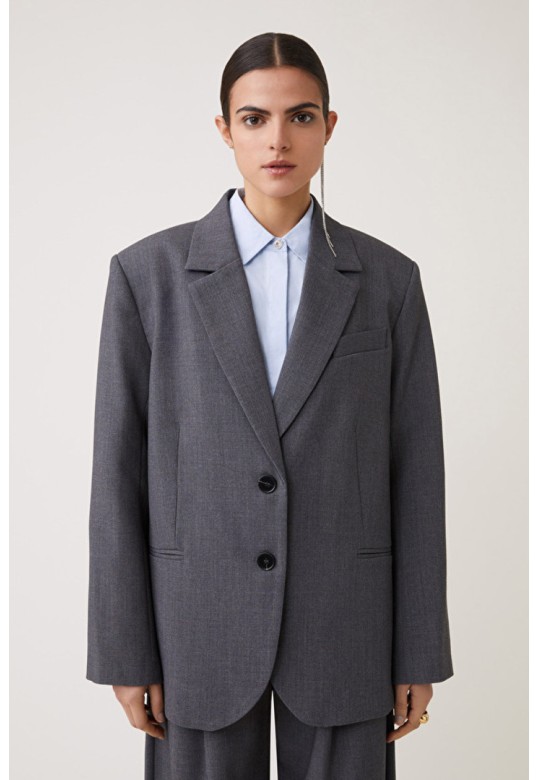 Dwen Plain blazer jacket heatheer grey