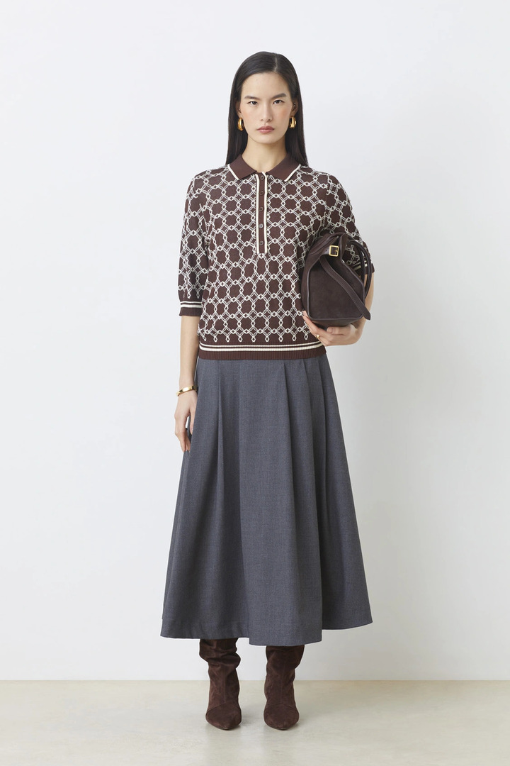Paolo Coffee polo shirt with patterns 