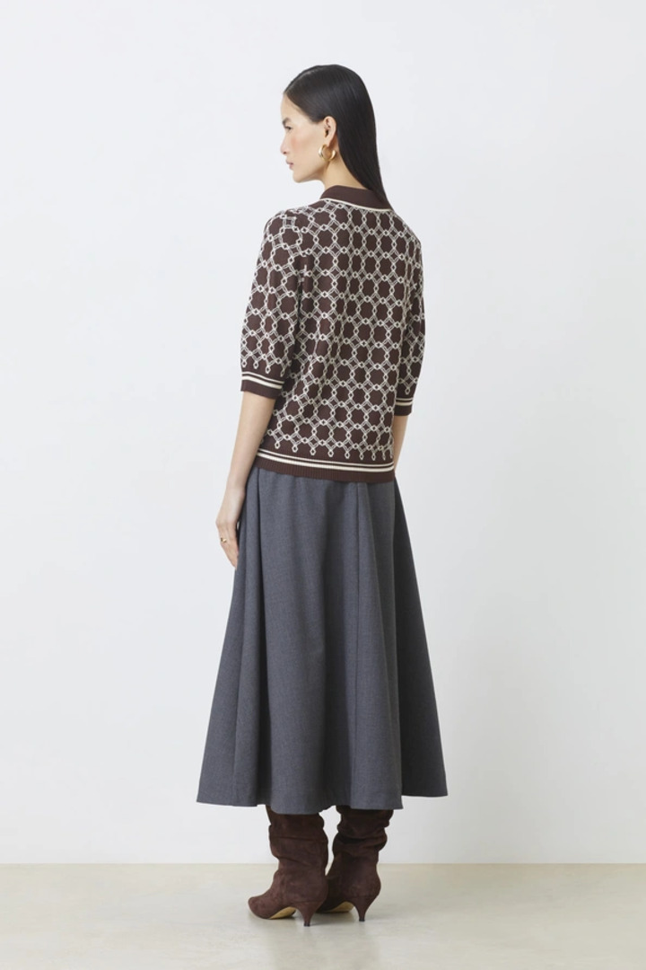 Paolo Coffee polo shirt with patterns 