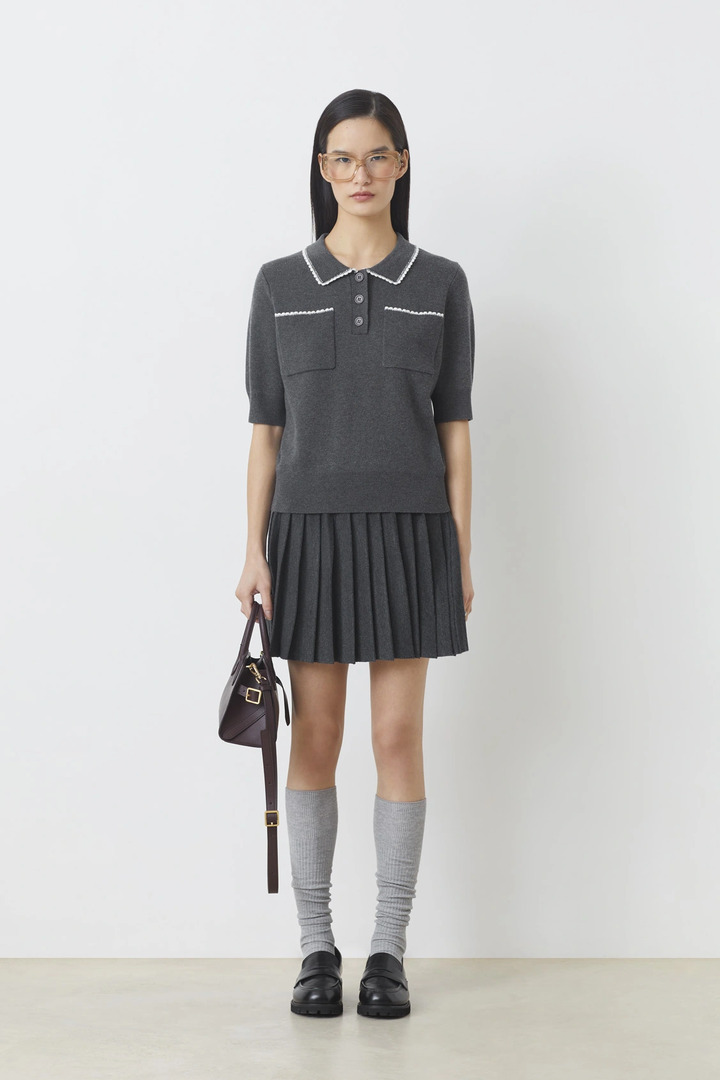Polka Polo shirt with scalloped edging