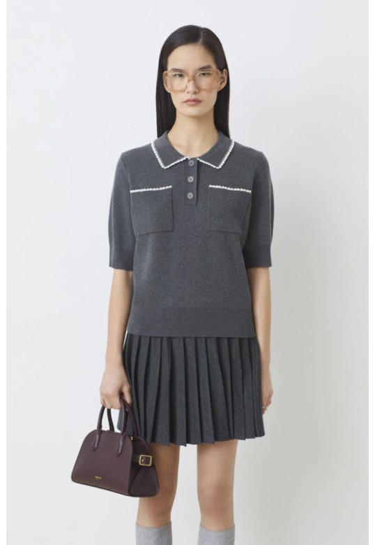 Polka Polo shirt with scalloped edging