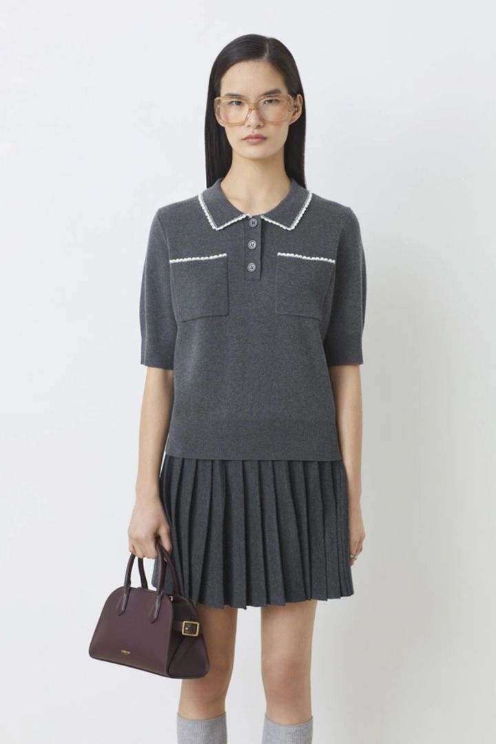 Polka Polo shirt with scalloped edging