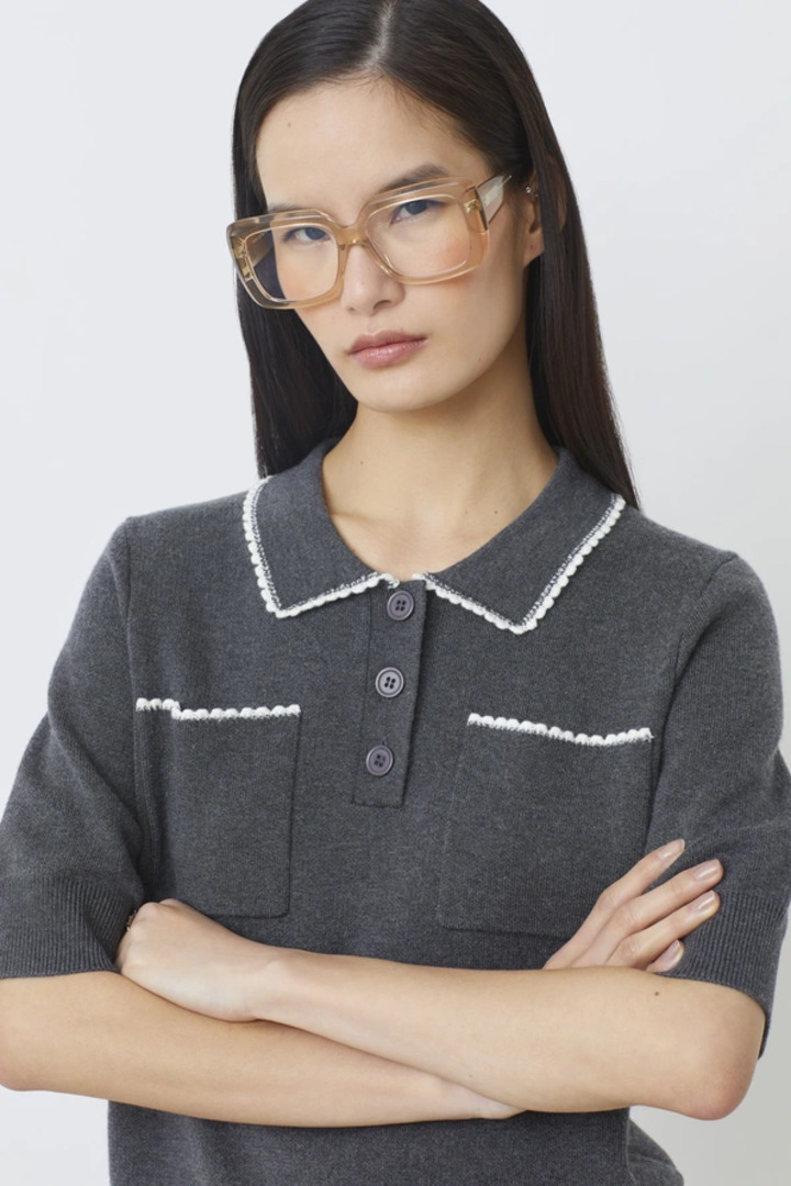 Polka Polo shirt with scalloped edging