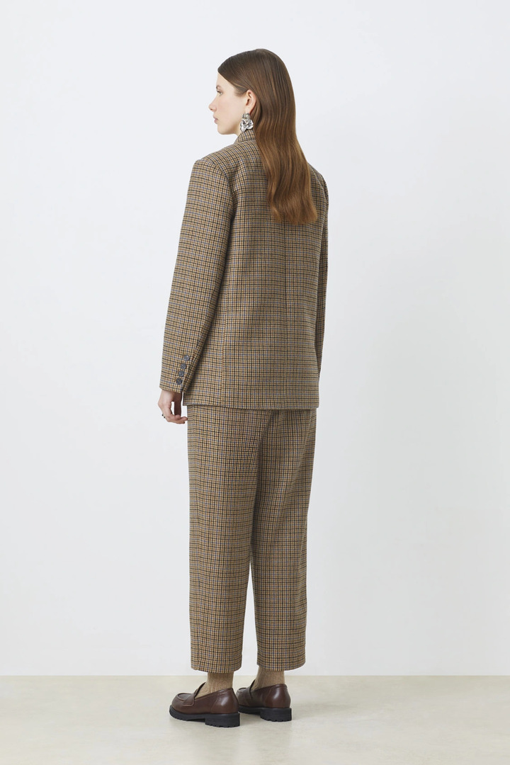 Davis Wool checked blazer jacket Camel