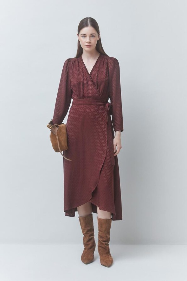 CIPRI Satin wrap dress Plum