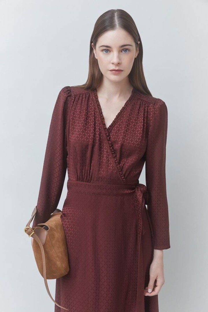 CIPRI Satin wrap dress Plum