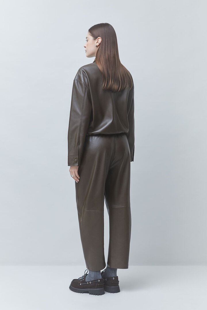 JUST wide-leg faux leather pants Khaki