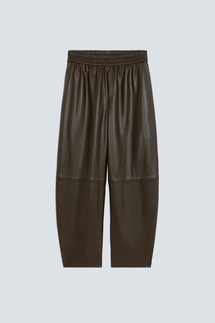JUST wide-leg faux leather pants Khaki