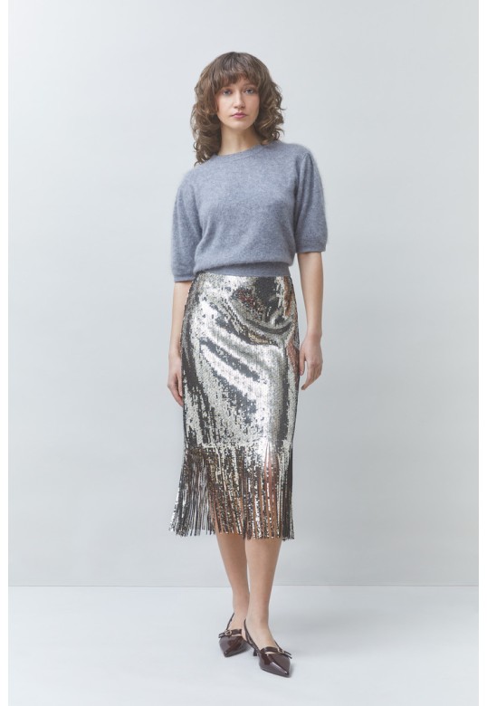 FOX sequinned midi skirt Silver