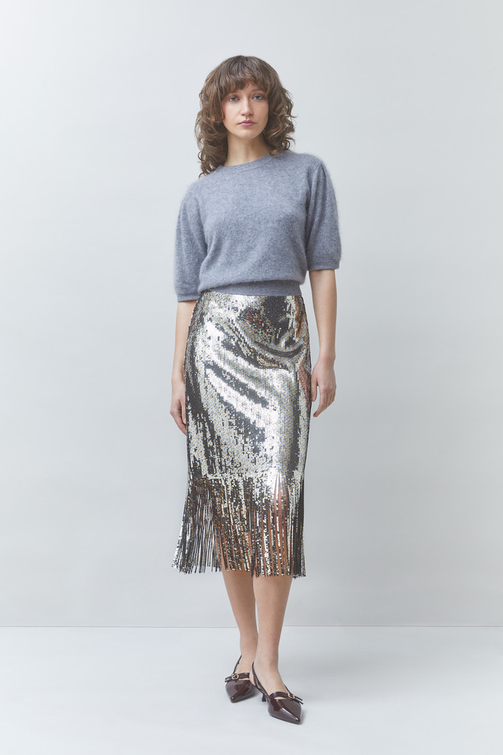 FOX sequinned midi skirt Silver