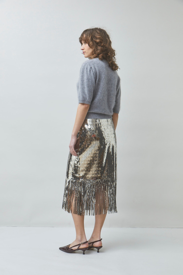FOX sequinned midi skirt Silver