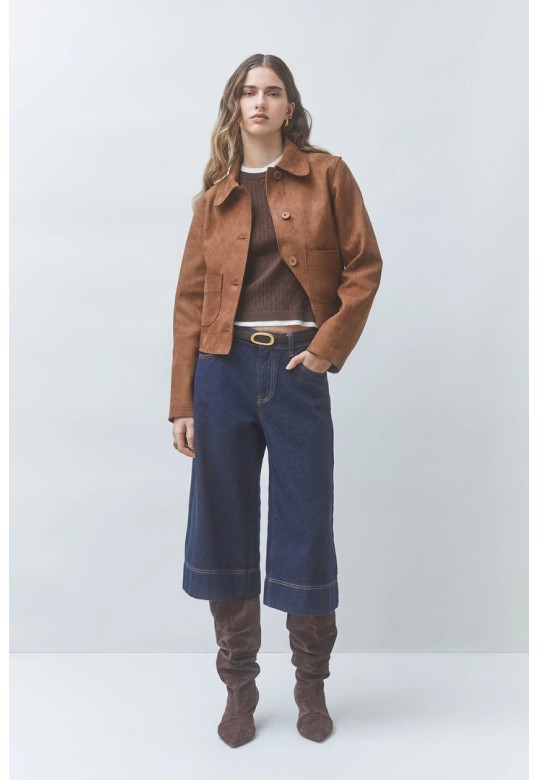 DUNE Faux suede short jacket Tabac
