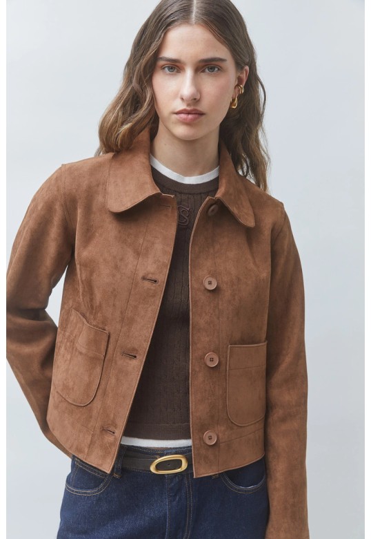 DUNE Faux suede short jacket Tabac