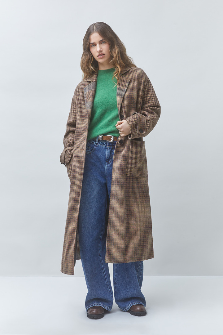 ENJOY Long reversible wool coat Chocolate