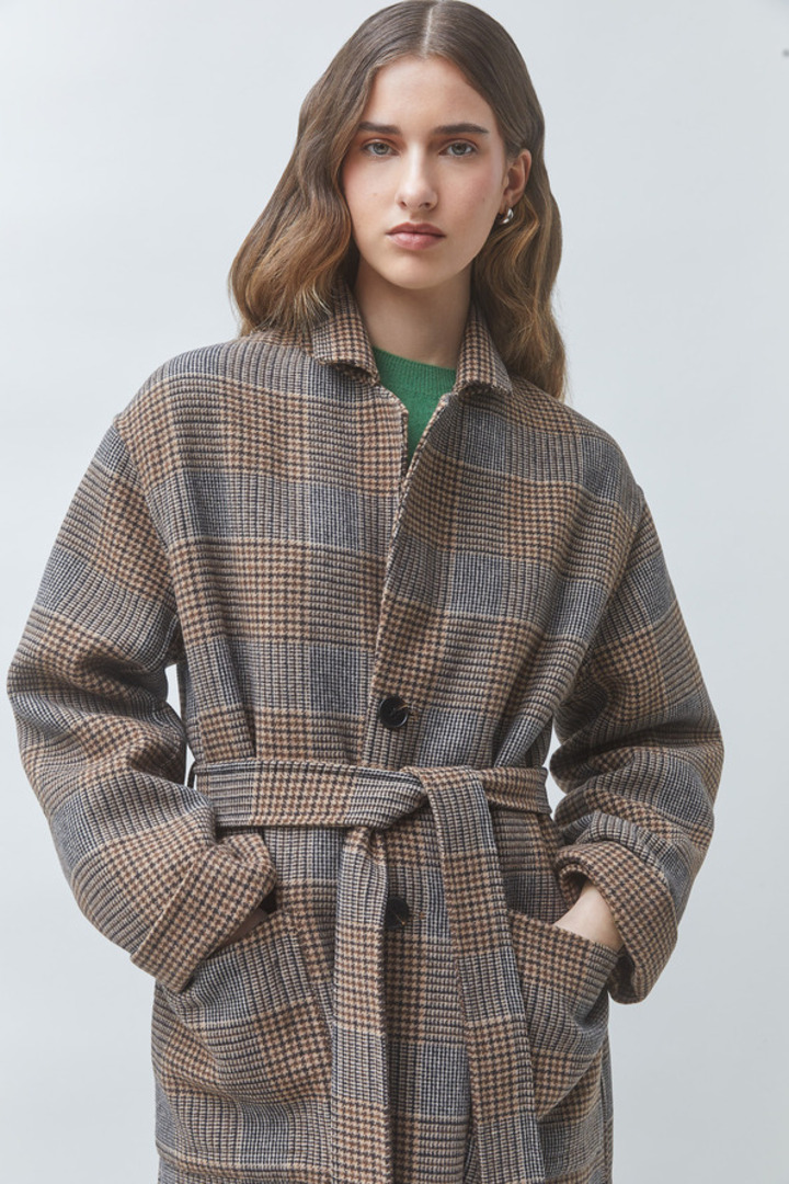 ENJOY Long reversible wool coat Chocolate
