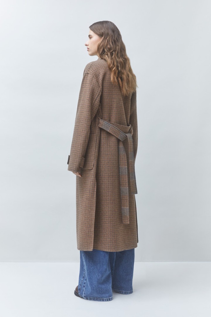 ENJOY Long reversible wool coat Chocolate