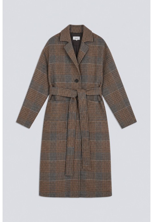 ENJOY Long reversible wool coat Chocolate