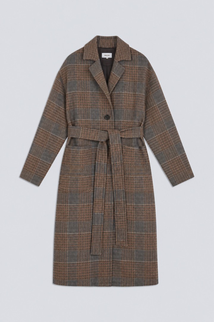 ENJOY Long reversible wool coat Chocolate