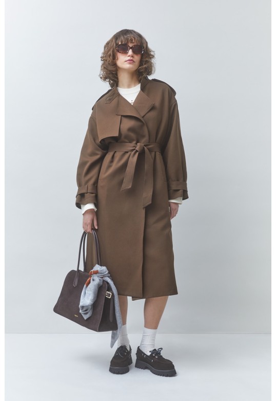 EPIC Long coat with a belt Chocolate