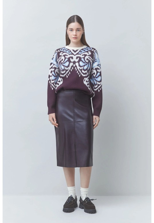 PAVARO Fancy jacquard jumper Plum