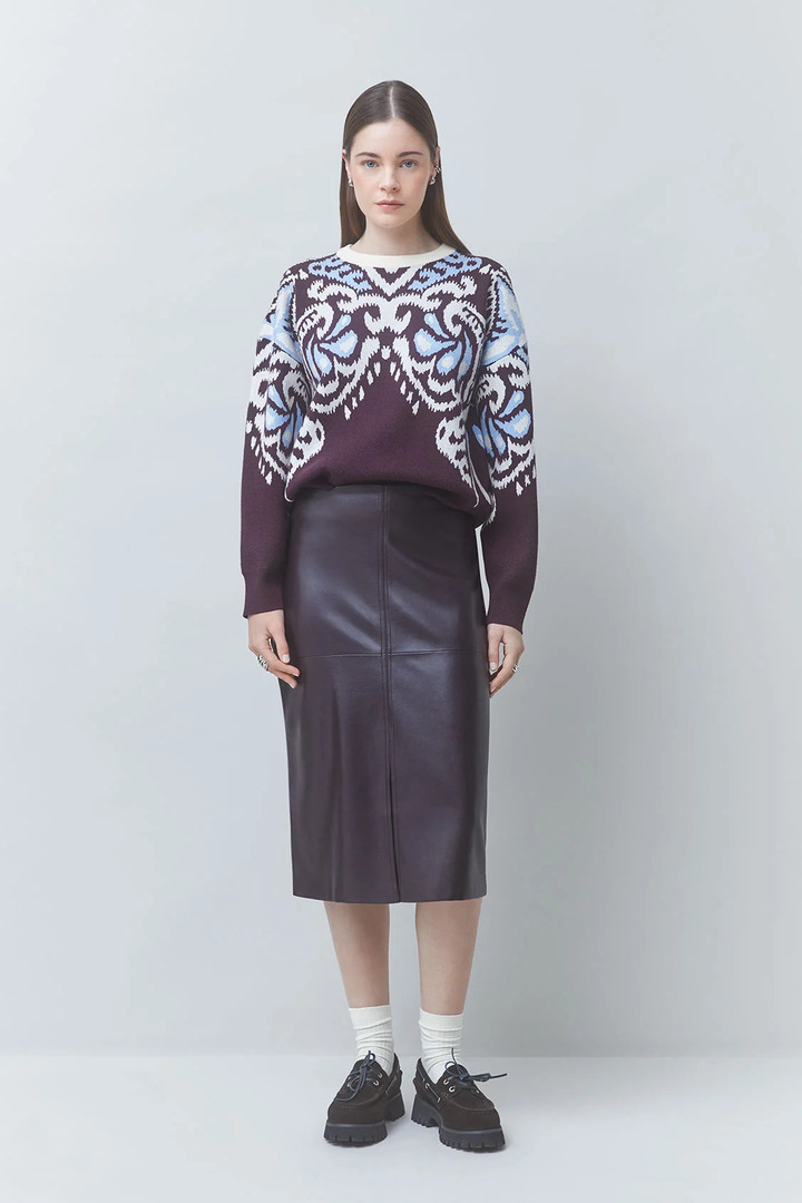 PAVARO Fancy jacquard jumper Plum