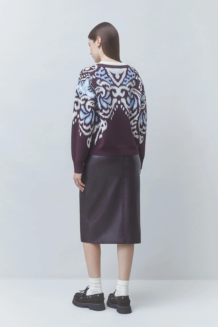 PAVARO Fancy jacquard jumper Plum