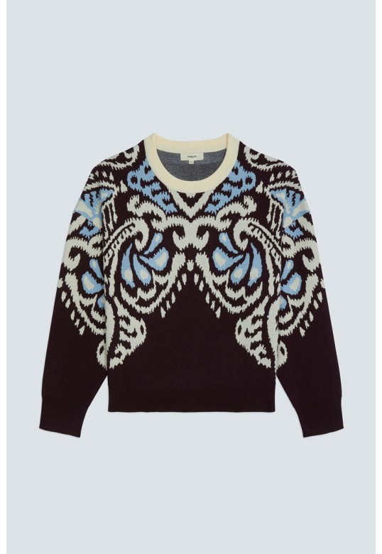 PAVARO Fancy jacquard jumper Plum