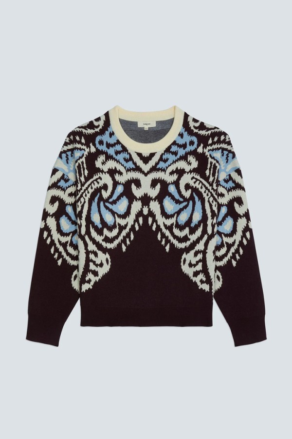 PAVARO Fancy jacquard jumper Plum