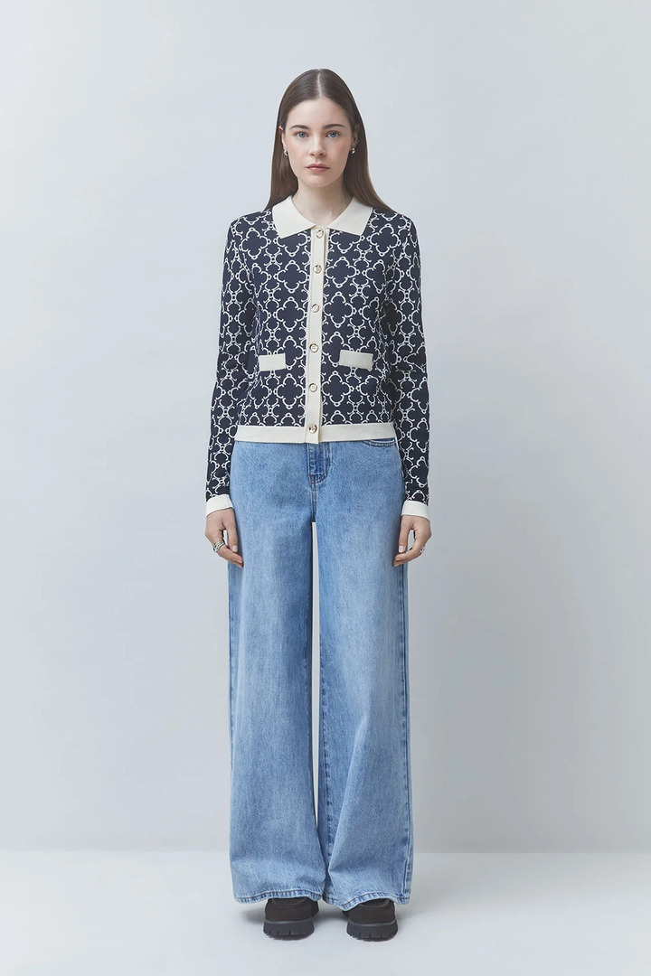 GEMARY Fancy patterned cardigan Deep Blue