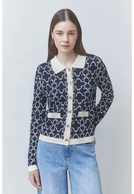 GEMARY Fancy patterned cardigan Deep Blue
