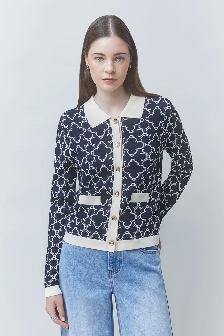 GEMARY Fancy patterned cardigan Deep Blue