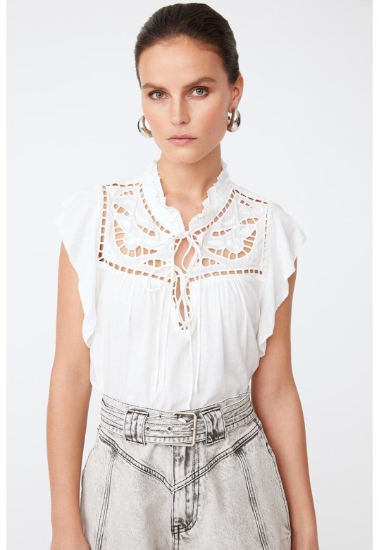 Lolita Embroidered fluid blouse with ruffles