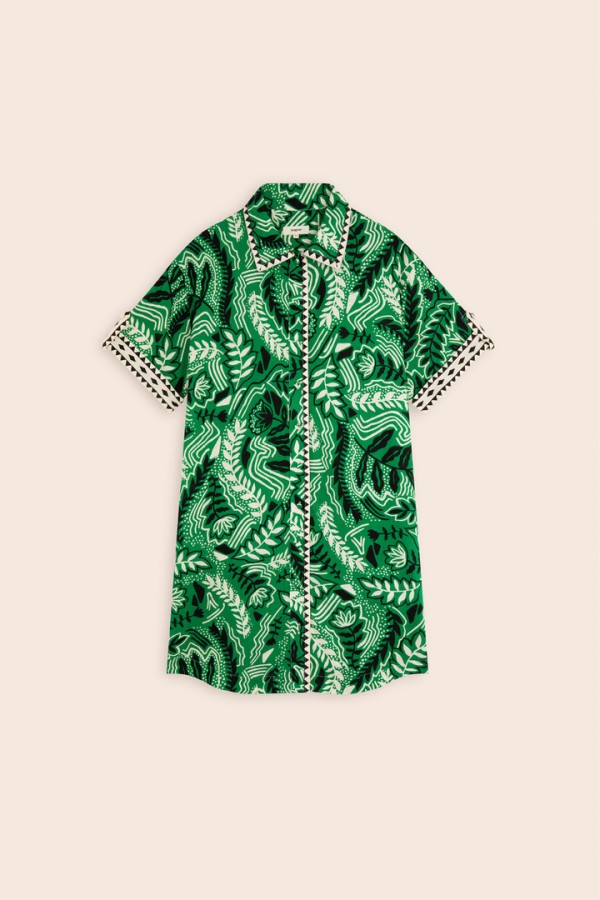 CELNA Tropical print short shirt dress
