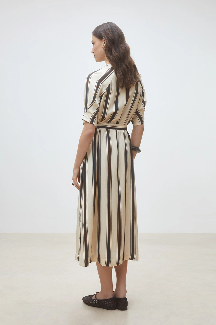 Clem Long striped dress Cream