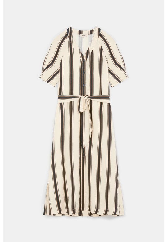 Clem Long striped dress Cream
