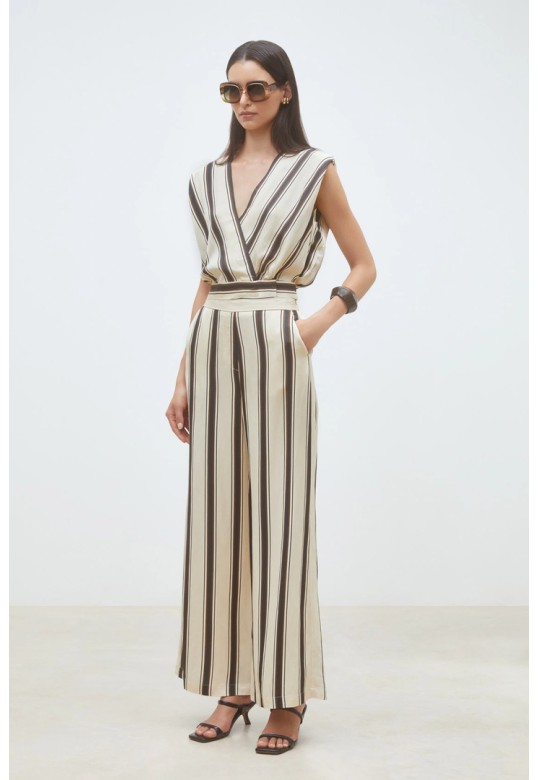 Loane Short striped top Cream