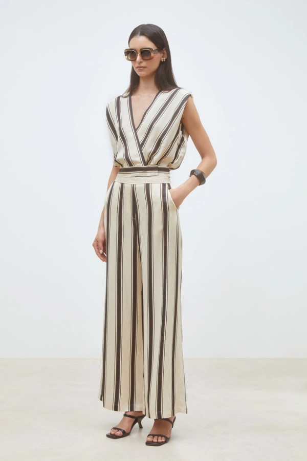 Loane Short striped top Cream