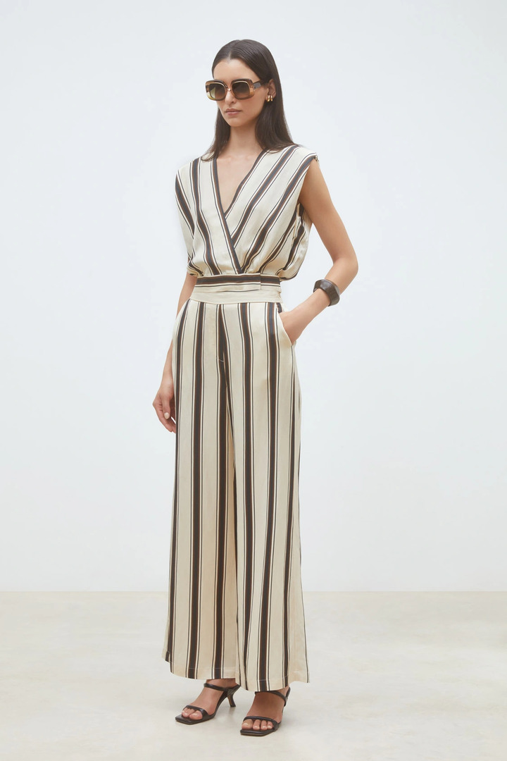 Loane Short striped top Cream