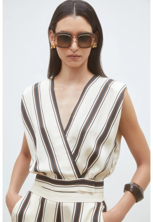 Loane Short striped top Cream