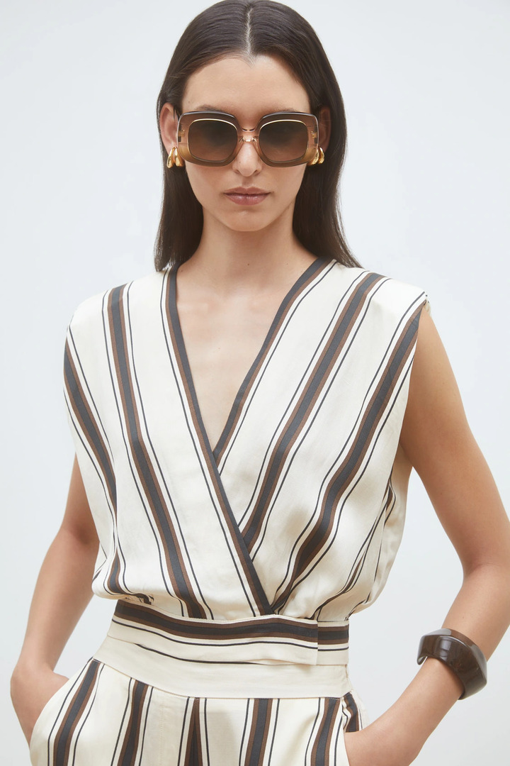 Loane Short striped top Cream