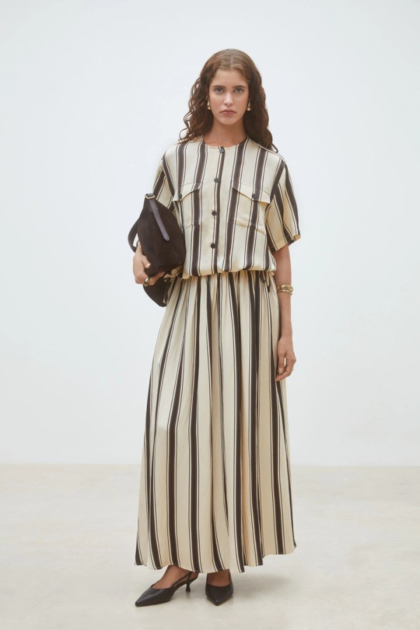 Lucille Button-down striped blouse Cream