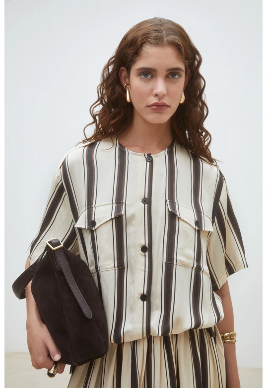 Lucille Button-down striped blouse Cream