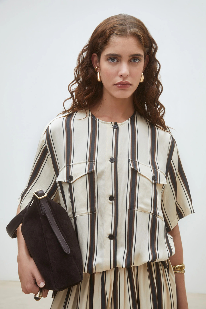 Lucille Button-down striped blouse Cream
