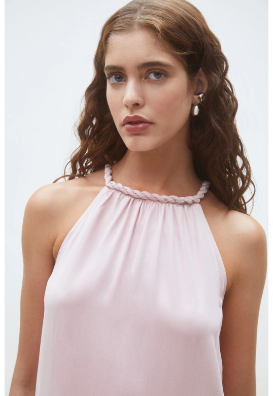 Colombe Long flowing satin dress Pink