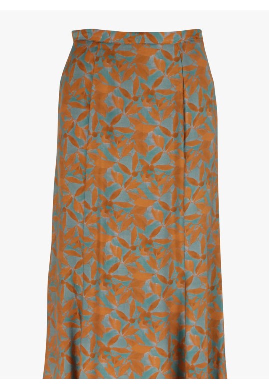 Straight printed midi skirt rust