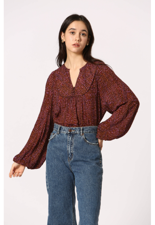 Snake print blouse Red